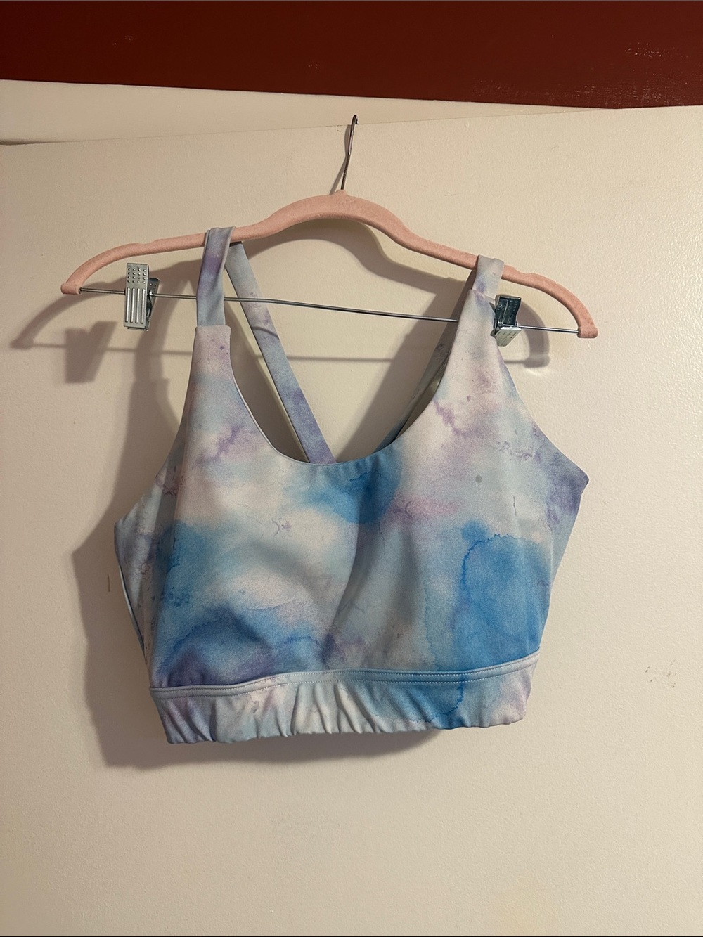 Blue & Lavender Watercolor Sports Bra